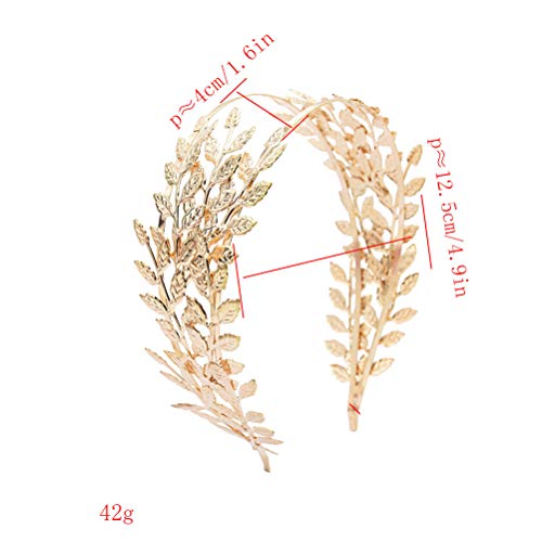 Beaupretty Diosa romana Hoja diadema Boda Novia Tiara Banda para el cabello Novia Corona para el cabello Corona Boho para fiesta (Dorado)