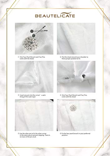 BeAUTELICATE - Chal de piel sintética para mujer, para novia, damas de honor, para invierno, boda, noche, fiesta, broche gratis Negro Negro ( Talla única