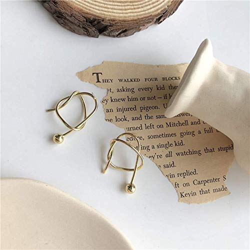 BEAUTYLEE Pendientes para Mujer Aguja Plateada S925 Pendientes con Nudos para Mujer Pendientes Grandes curvados de líneas fluidas