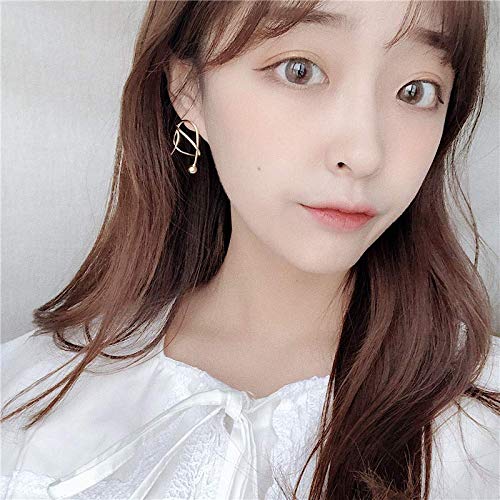 BEAUTYLEE Pendientes para Mujer Aguja Plateada S925 Pendientes con Nudos para Mujer Pendientes Grandes curvados de líneas fluidas