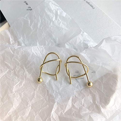 BEAUTYLEE Pendientes para Mujer Aguja Plateada S925 Pendientes con Nudos para Mujer Pendientes Grandes curvados de líneas fluidas