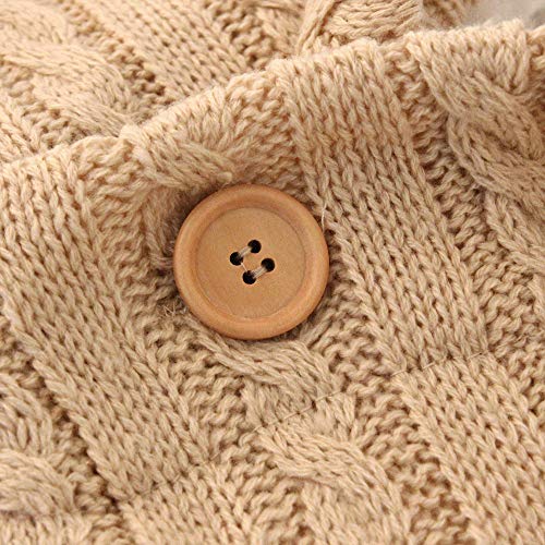 Bebé Saco De Dormir De Invierno, Infantil Cochecito De Bebé Al Aire Libre Engrosado Calidez Saco De Dormir, De Punto Bolsa De Dormir Botón + Guantes Cochecito (68 * 40Cm),Rosado