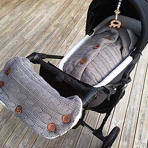 Bebé Saco De Dormir De Invierno, Infantil Cochecito De Bebé Al Aire Libre Engrosado Calidez Saco De Dormir, De Punto Bolsa De Dormir Botón + Guantes Cochecito (68 * 40Cm),Rosado