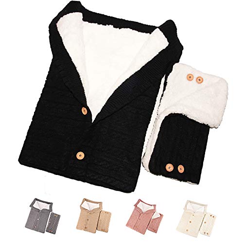 Bebé Saco De Dormir De Invierno, Infantil Cochecito De Bebé Al Aire Libre Engrosado Calidez Saco De Dormir, De Punto Bolsa De Dormir Botón + Guantes Cochecito (68 * 40Cm),Rosado