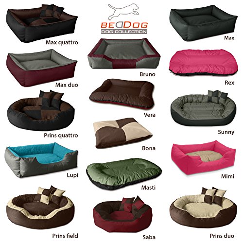 BedDog® 4en1 Saba Beige/Marron XXL Aprox. 110x80cm colchón para Perro, 7 Colores, Cama, sofá, Cesta para Perro