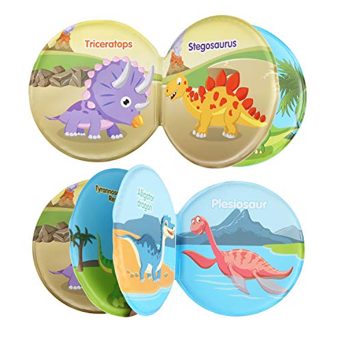 BeebeeRun Juguete para el baño Dinosaurio Baño Toy con Dino Bath Libro Fuente Dinosaurio Toy Bath Juego para niños pequeños Niños Niños Niñas 1 2 3 4 años
