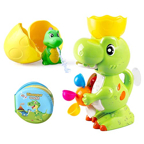 BeebeeRun Juguete para el baño Dinosaurio Baño Toy con Dino Bath Libro Fuente Dinosaurio Toy Bath Juego para niños pequeños Niños Niños Niñas 1 2 3 4 años
