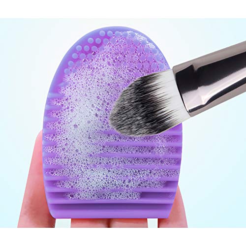 Beito 1 UNID Maquillaje de silicona Cepillo de limpieza Guante Huevo Cosmético Cepillo Limpiador Maquillaje Cepillo Lavado Tablero de limpieza Herramientas de limpieza Guante para dedos (púrpura)