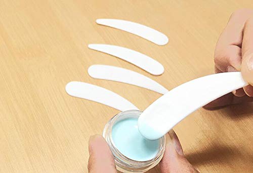 Bekith 600 espátulas de maquillaje curvas desechables para cosméticos, espátula blanca de plástico, crema facial para mezclar y muestrear
