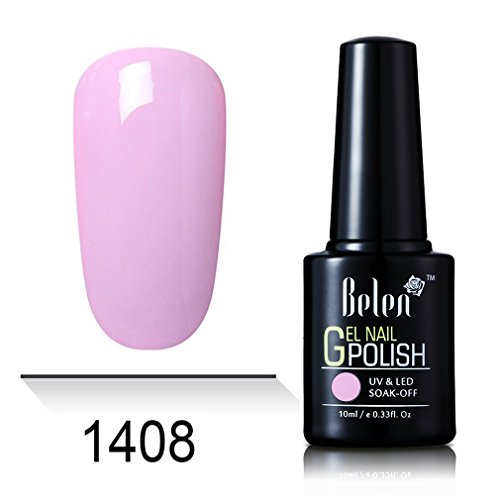 Belen Kit de manicura de gel, 4 colores, secado UV LED, esmalte de gel de 10 ml, lámpara UV de 36 W, juego de capa base y capa superior