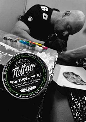 Believa Tattoo crema de mantequilla profesional - Mantequilla vegana para el cuidado del tatuaje (250ml)
