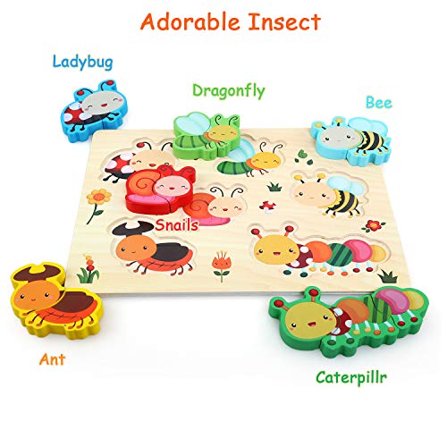 BelleStyle Puzzle Bebe, Puzzles de Madera Educativos para Bebé, Montessori Juguetes, Aprendizaje Temprano Educativo Bloque de Madera Rompecabezas de Juguete Niños 1 Año 2 3 4 5 Regalo - 3 Piezas