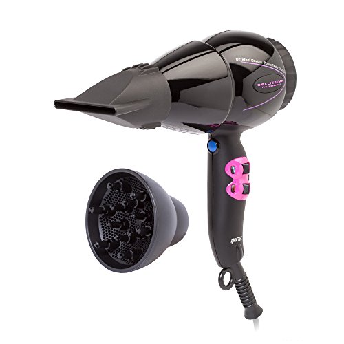 Bellissima Imetec Secador Profesional Ultra Rápido, Doble Velocidad de Salida del Aire, Compacto, Negro, 17,5 cm