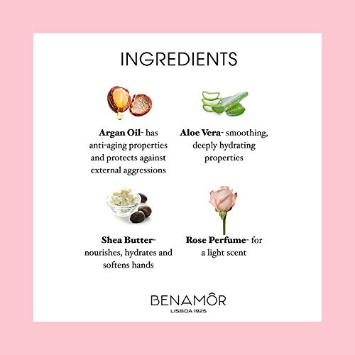 Benamôr - Crème pour la Douche Rose Amélie Deluxe - À l'Huile d'Argan - Hydrate et Revitalise - Délicat Parfum de Rose - Sans Paraben, Vegan - Flacon 500ml