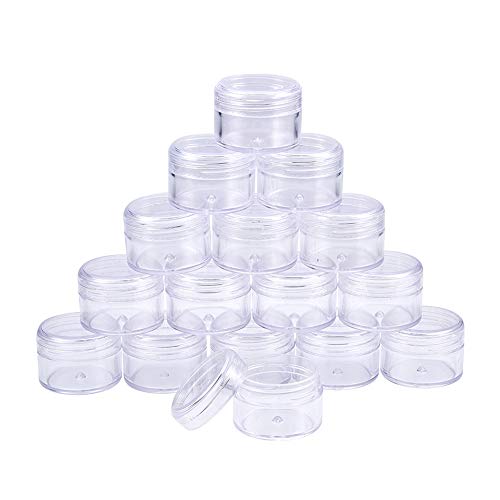 BENECREAT 16 Pack (25ml) Recipiente Vacío de Almacenamiento Bote de Plástico Transparente con Tapas de Rosca para Cuentas,Brillo,Maquillaje,Cosmeticos y Crema