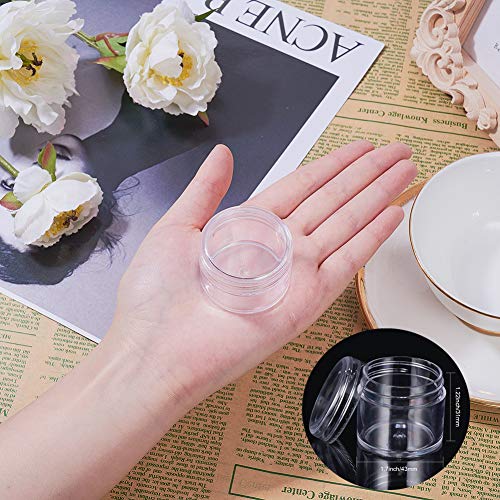 BENECREAT 16 Pack (25ml) Recipiente Vacío de Almacenamiento Bote de Plástico Transparente con Tapas de Rosca para Cuentas,Brillo,Maquillaje,Cosmeticos y Crema
