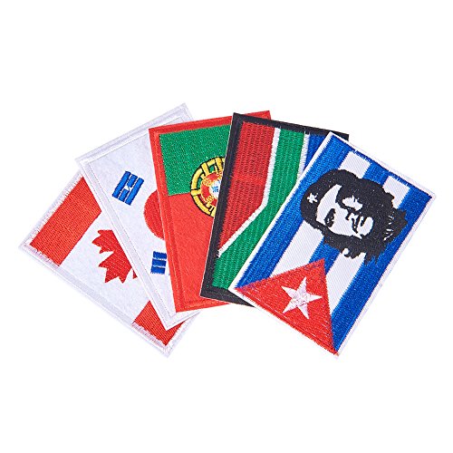 BENECREAT 16PCS Flag Theme Iron On Patches¨C Embroidered Patches Applique Motif Applique Kit Assorted Size Decoration Sew On Patches for Jackets, Backpacks, Jeans, Clothes