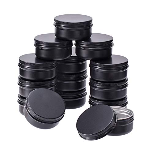 BENECREAT 20 Pack 50ml Lata de Aluminio Redondo Contenedor de Cosmético con Tapa de Rosca - Ideal para Almacenar Pequeñas Cosas(Negro)