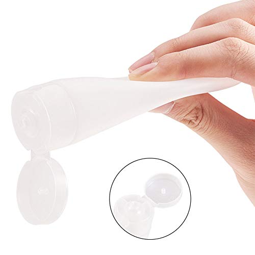 BENECREAT 30 Pack 50ml Botella Plástica de Viaje Tubo Suave Cosmético Transparente Tubo de Empaquetado de Crema Champú Loción con Tapa Volteada, Blanco