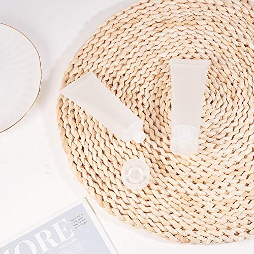 BENECREAT 30 Pack 50ml Botella Plástica de Viaje Tubo Suave Cosmético Transparente Tubo de Empaquetado de Crema Champú Loción con Tapa Volteada, Blanco