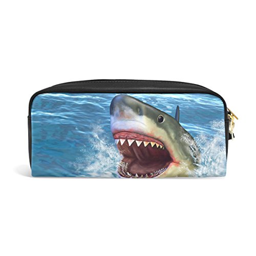 bennigiry Ataque de tiburón con cremallera rectangular tamaño grande tela estuche – Escuela maquillaje