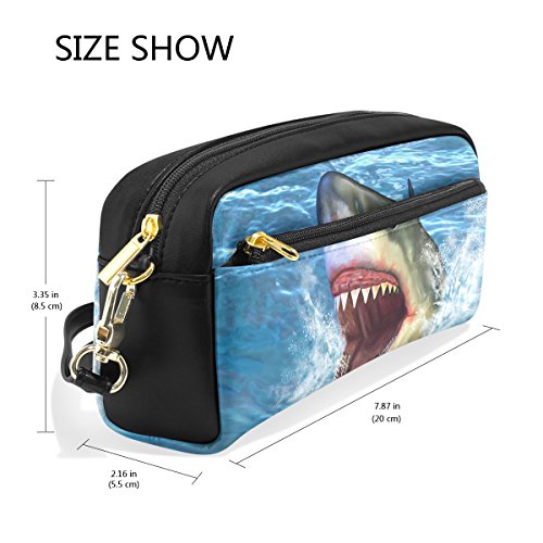 bennigiry Ataque de tiburón con cremallera rectangular tamaño grande tela estuche – Escuela maquillaje