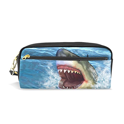 bennigiry Ataque de tiburón con cremallera rectangular tamaño grande tela estuche – Escuela maquillaje