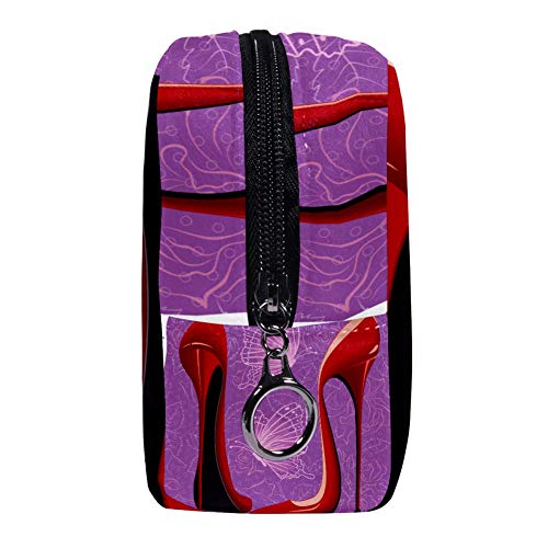 Bennigiry Killer - Neceser de viaje con tacones altos y bolsa de maquillaje, color rojo