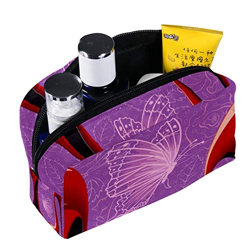 Bennigiry Killer - Neceser de viaje con tacones altos y bolsa de maquillaje, color rojo