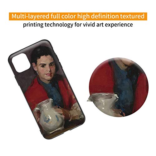 Berkin Arts Robert Henri para el Caso del iPhone 11 Pro MAX/Estuche para teléfono móvil de Bellas Artes/Impresión Giclee UV en la Cubierta del teléfono móvil(Segovia Girl Holding Pitcher)