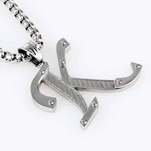 Bernice Funk Collar Colgante de Acero de Titanio Collar Colgante de Acero Inoxidable Joyería de Acero de Titanio 26 Letra Inglesa K Collar Colgante de Hombres Y MujeresComo se muestra