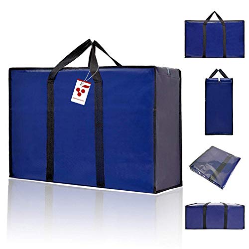 Berri BASICS, Bolsas de viaje Oxford, almacenamiento de lavandería, bolsa de compras con cremallera doble reutilizable, Grande, azul