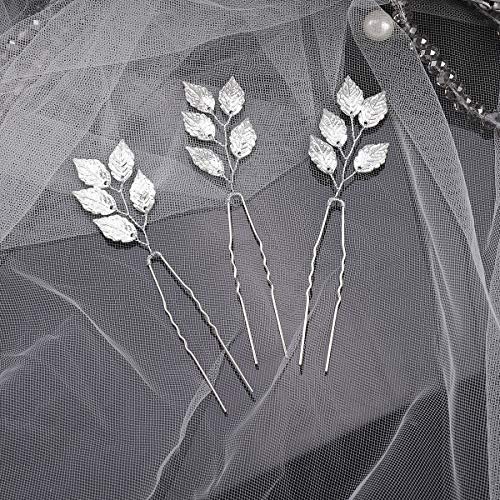 Beryuan - Juego de horquillas para el pelo con diseño de hojas doradas, accesorio para el pelo para novia, dama de honor y niñas