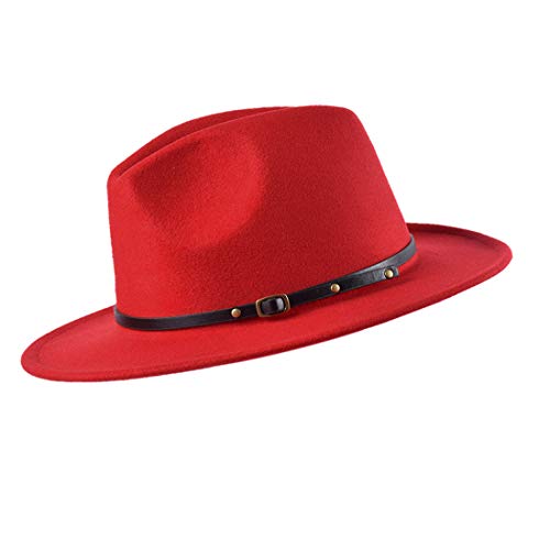 besbomig Sombreros de Sombrerera de Jazz para Hombres Mujer - Sombrero de ala Ancha Fieltro de Lana