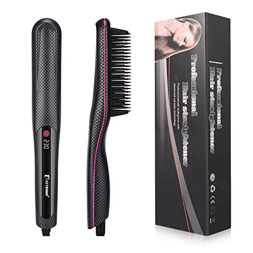 BESTBOMG Plancha de pelo barba flequillo para Los hombres Peine alisador barba alisar funciona fijador peinar Rizador de pelo Multifuncional La rápida enderezadora (Rectángulo)