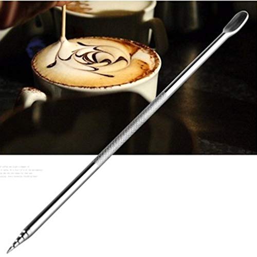 BESTonZON 5 Piezas de Acero Inoxidable Coffee Art Pen Barista Herramienta para Cappuccino Latte Espresso decoración