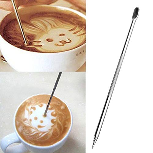 BESTonZON 5 Piezas de Acero Inoxidable Coffee Art Pen Barista Herramienta para Cappuccino Latte Espresso decoración