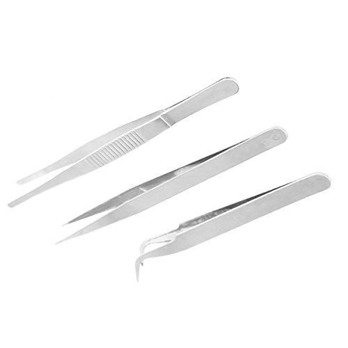 BESTONZON Pinzas de pinzas 3pcs Pinzas de pinza de acero inoxidable para manualidades y cocina (recta + curvada + embutida roma)