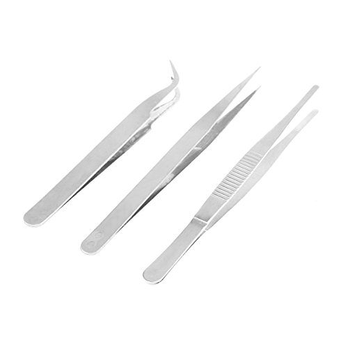 BESTONZON Pinzas de pinzas 3pcs Pinzas de pinza de acero inoxidable para manualidades y cocina (recta + curvada + embutida roma)