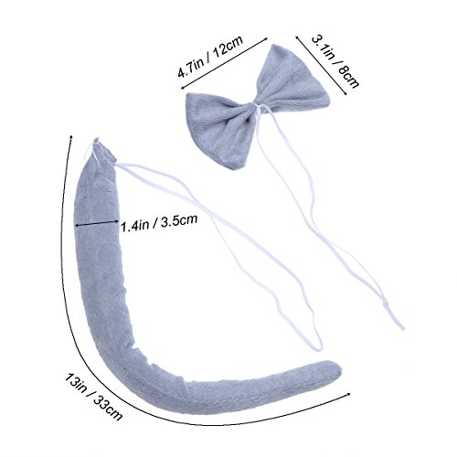 BESTOYARD Disfraz de Lobo para Niños Diadema Animal Conjunto de Orejas Animal Cola y Pajarita Traje de Costume para Halloween Fiesta 3 Piezas Lobo