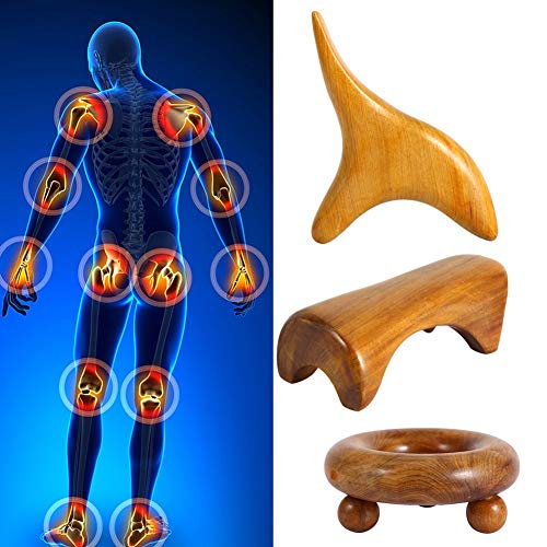 BESTT Masaje Tradicional tailandés Herramienta de Palo de Madera - 5 Estilos Mano Cabeza Pie Cara Cuerpo Rodillo Masajeador para reflexología Punto de acupuntura Gua Sha