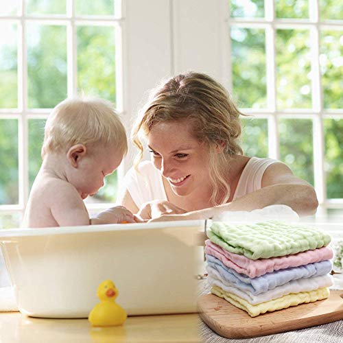 BESTZY Toallitas para Muselina 5PCS Muselinas de Algodón Toalla Suave para Recién Nacidos y Toallita de Muselina