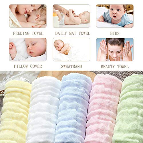 BESTZY Toallitas para Muselina 5PCS Muselinas de Algodón Toalla Suave para Recién Nacidos y Toallita de Muselina
