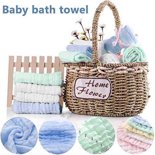 BESTZY Toallitas para Muselina 5PCS Muselinas de Algodón Toalla Suave para Recién Nacidos y Toallita de Muselina
