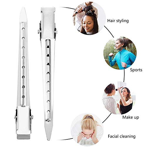 BETOY 30 pcs Pinzas para el cabello Barrette Clip para Cabello 3,5 Pulgadas de Pinza de Pelo de Duckbill de Metal Pinza de Cocodrilo de Pelo Clips de Riza Clips de Seccionamiento con Agujeros