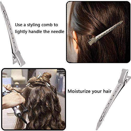 BETOY 30 pcs Pinzas para el cabello Barrette Clip para Cabello 3,5 Pulgadas de Pinza de Pelo de Duckbill de Metal Pinza de Cocodrilo de Pelo Clips de Riza Clips de Seccionamiento con Agujeros