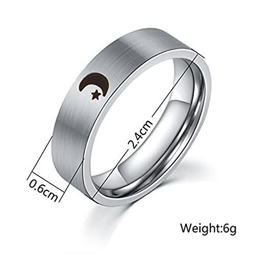 Beydodo Anillo Luna Estrella Sol Anillo Mujer Hombre Anillo Plata Anillo Acero Inoxidable Anillo Plata Mujer Anillo Talla 12