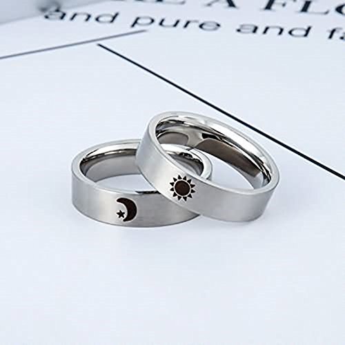 Beydodo Anillo Luna Estrella Sol Anillo Mujer Hombre Anillo Plata Anillo Acero Inoxidable Anillo Plata Mujer Anillo Talla 12