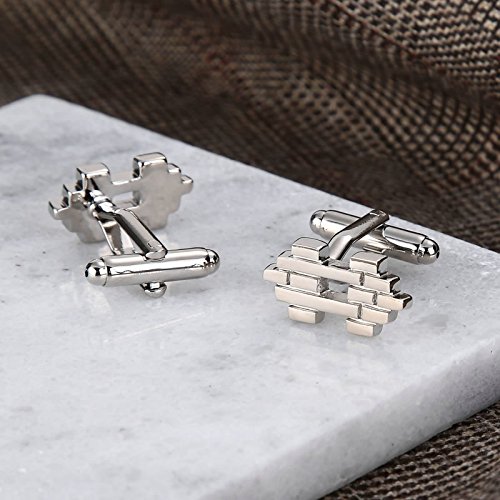 Beydodo Gemelos Bloque de Construcción Gemelos Camisa de Acero Inoxidable Gemelos Plata