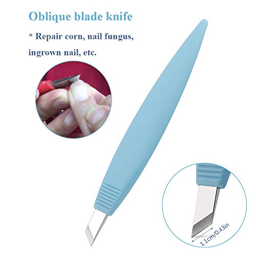 BEZOX Cortacallos de Acero Inoxidable - Rascador de Callos profesional/Cuchillo de pedicura de manicura para cuidados de pedicura Pedicure de callos de maíz Removedor de Durezas (Azul)